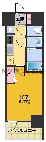 プレサンス新栄アーバンフロー(1K/13階)の間取り写真