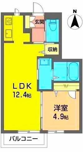 シェリール(1LDK/2階)の間取り写真