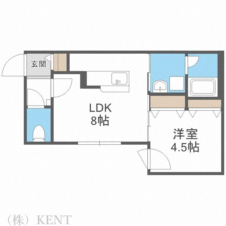グランドサクセス北6条(1LDK/3階)の間取り写真