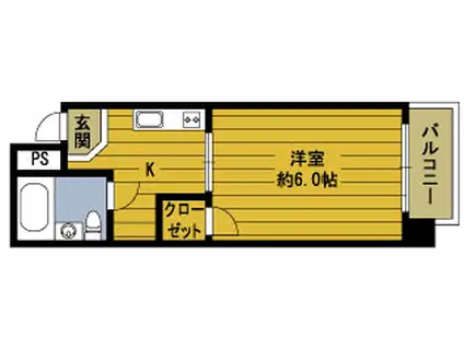 パ-クサイド佐々木(1K/3階)の間取り写真