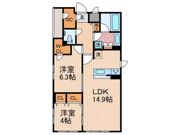 STANDZ四条西洞院(2LDK/5階)の間取り写真