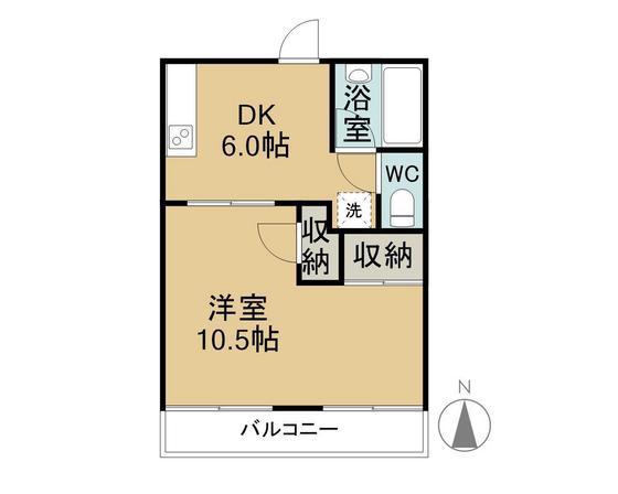 上東コーポ 東(1DK/2階)の間取り写真