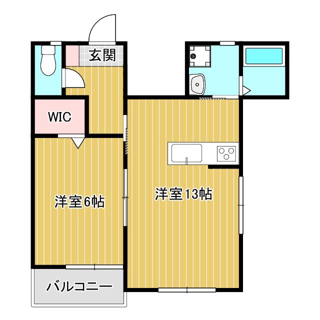 ビオス筑後(1LDK/2階)の間取り写真