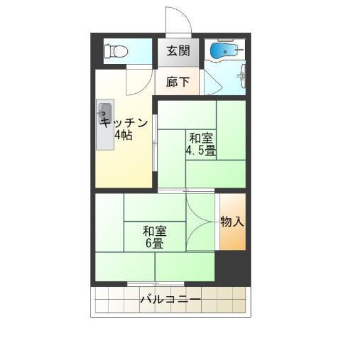 エイトビル岸里(2K/3階)の間取り写真
