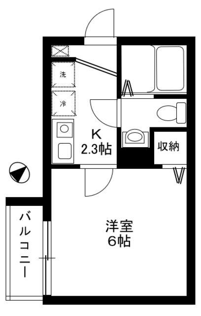 アーク山手(1K/2階)の間取り写真