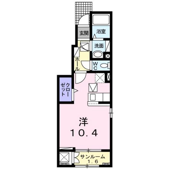 L.ラシック 古市橋(ワンルーム/1階)の間取り写真