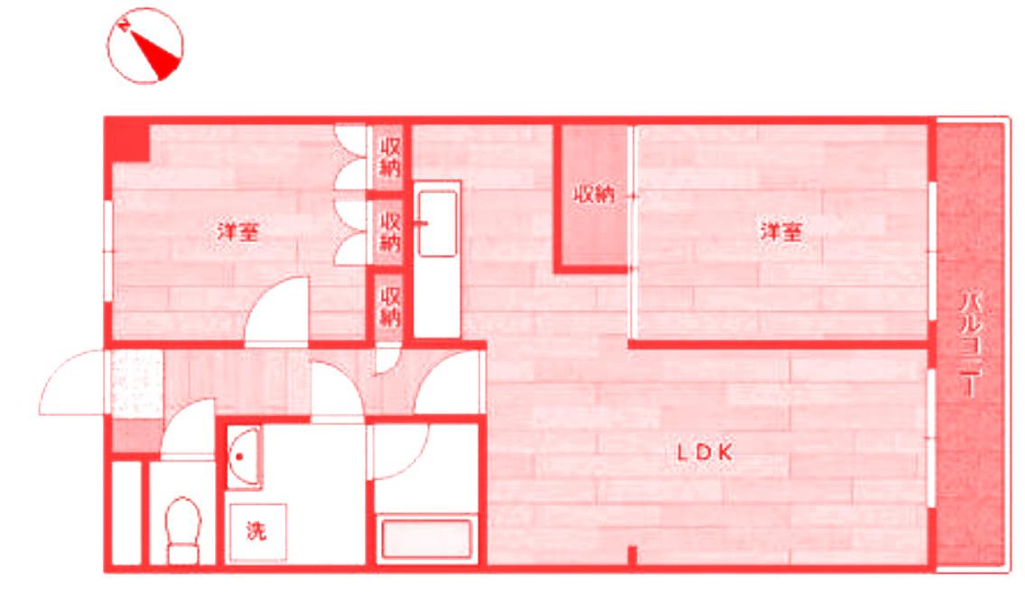 キャストル市ヶ尾(2LDK/1階)の間取り写真