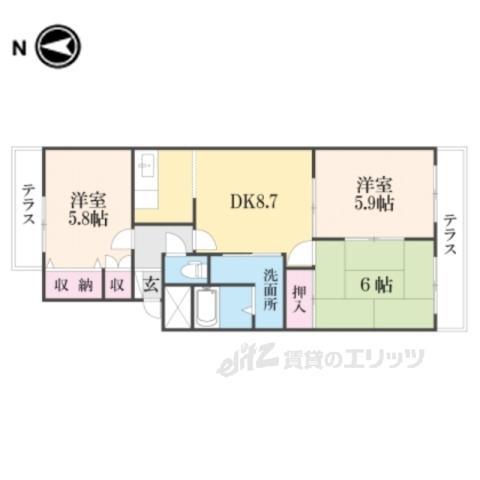 モアイーストVI(3DK/2階)の間取り写真