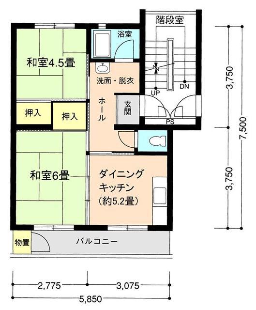 戸塚深谷(2DK/3階)の間取り写真