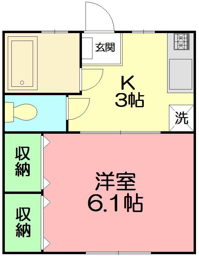 久保ハイツPII(1K/2階)の間取り写真