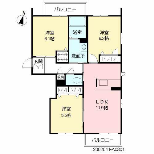パストラルヴィラ(3LDK/3階)の間取り写真