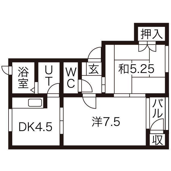 ミルリジェールD(2DK/2階)の間取り写真