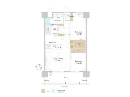 ウメキタテラス(2LDK/8階)の間取り写真