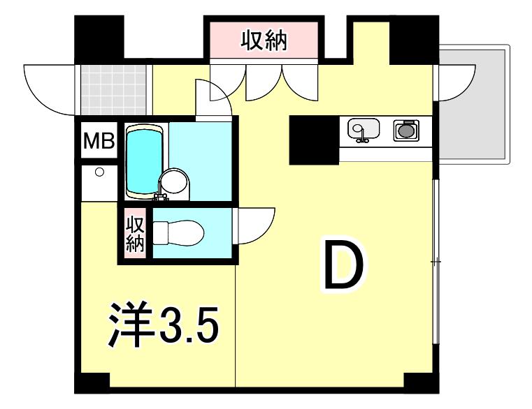 ハウゼ芦屋(1DK/2階)の間取り写真