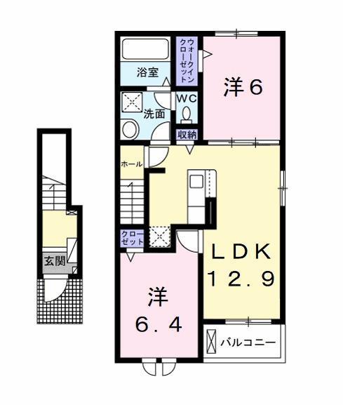 キャッスル ドマーニ 木更津(2LDK/2階)の間取り写真