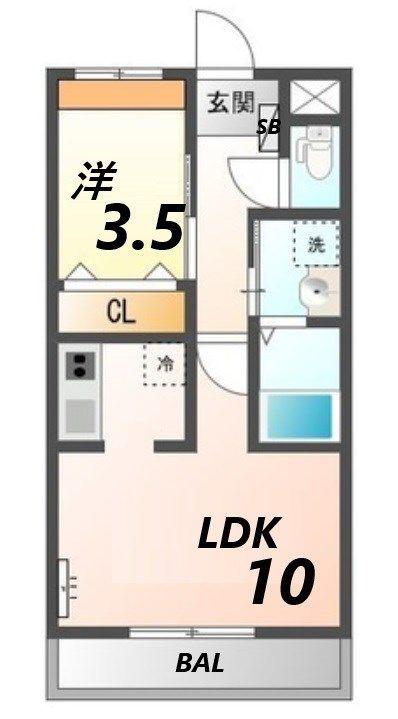 グランヒルズ(1LDK/1階)の間取り写真