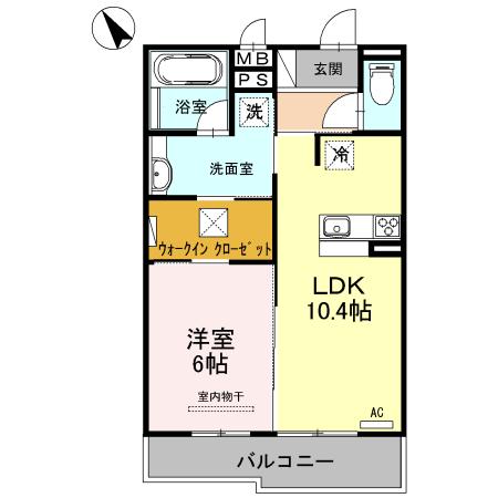 マジェスティサザンII棟(1LDK/1階)の間取り写真
