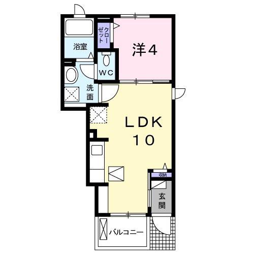 グランツ つつじが丘(1LDK/1階)の間取り写真