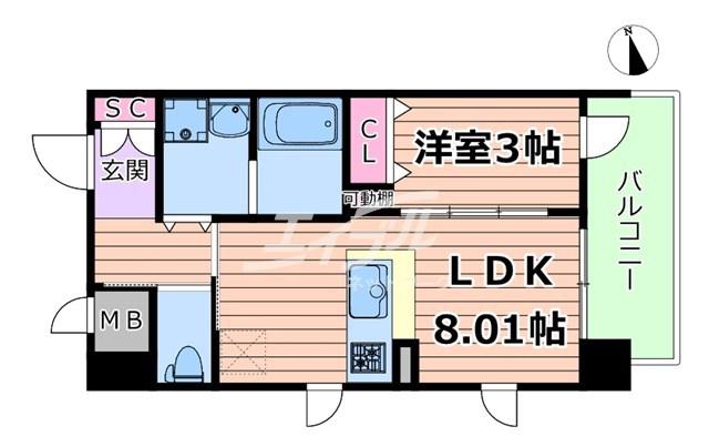LIVE FLAT塚本新北野(1LDK/2階)の間取り写真