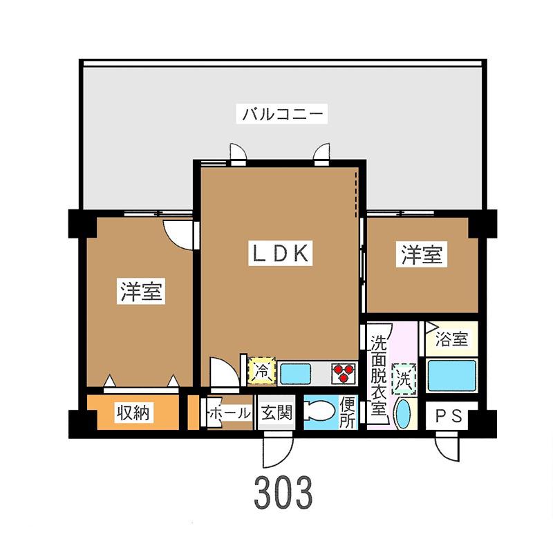 シャイン竹ノ塚(2LDK/3階)の間取り写真