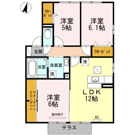 エクセルK III(3LDK/1階)の間取り写真
