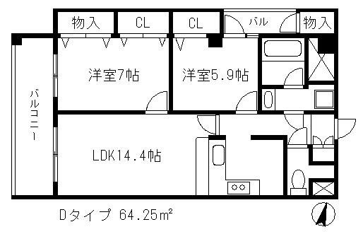 コンフォート大泉学園(2LDK/3階)の間取り写真