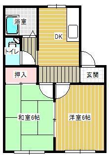 コーポ旭ヶ丘(2K/1階)の間取り写真