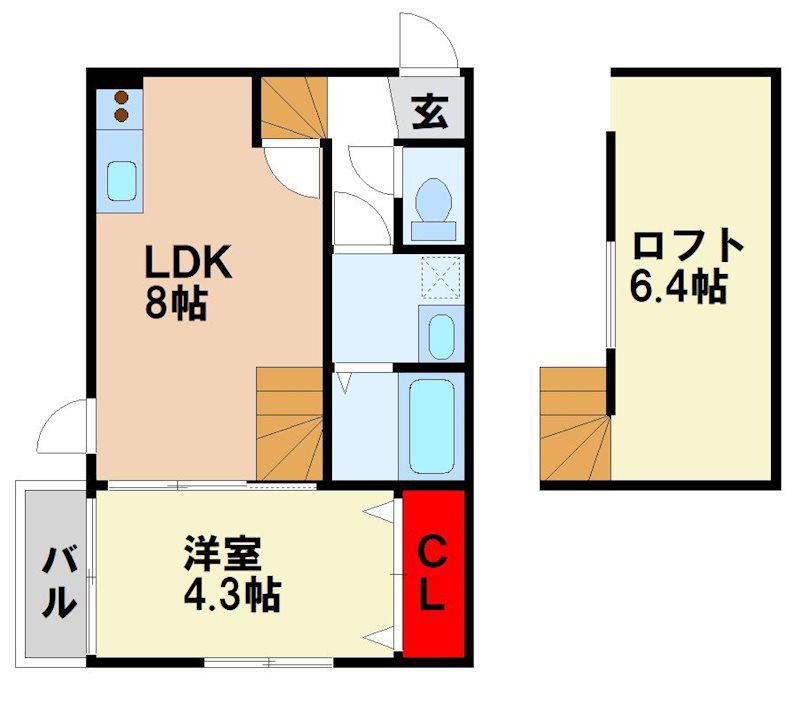 ブラウニー小郡祇園(1LDK/1階)の間取り写真