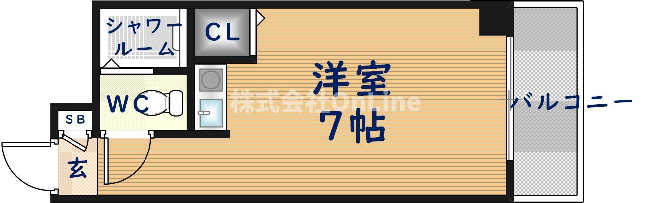 小若江スカイハイツ(ワンルーム/1階)の間取り写真