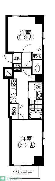 第7千代鶴ビル(2K/4階)の間取り写真