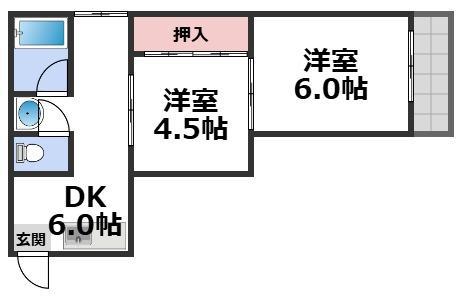 グリーンハイツ芳見屋(2DK/3階)の間取り写真
