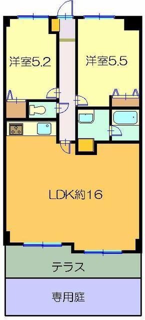 グレージュ和光弐番館(2LDK/1階)の間取り写真