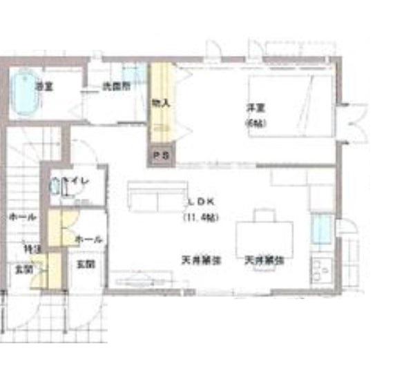 フラットホワイトハウス(1LDK/1階)の間取り写真