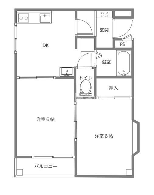 ユナイテッド南津留II(2DK/2階)の間取り写真
