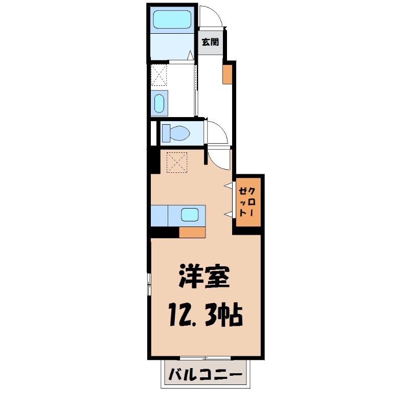 シャルマンコート広沢D(ワンルーム/1階)の間取り写真