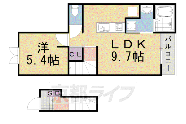 テオーリア小川I(1LDK/2階)の間取り写真