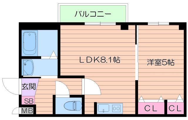 YSコート杭全(1LDK/2階)の間取り写真