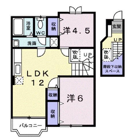 ヴィラ・ボナール(2LDK/2階)の間取り写真