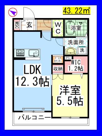AF ル レーヴ(1LDK/2階)の間取り写真