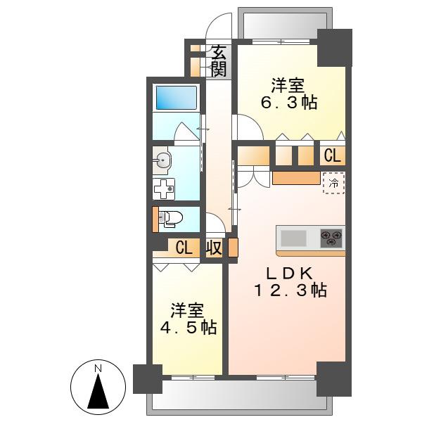 SーRESIDENCE亀島駅前BLAZE(2LDK/10階)の間取り写真