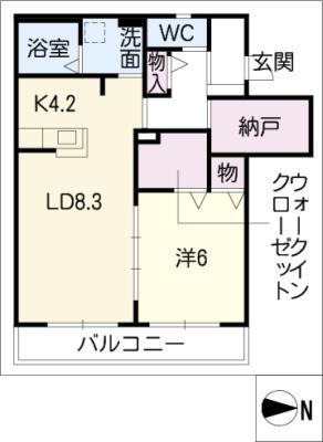 シャインコート(1LDK/2階)の間取り写真