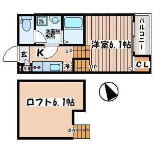 グラード旭ヶ丘(1K/2階)の間取り写真