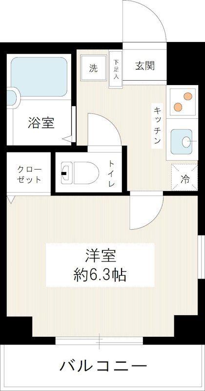 ヴェルト池袋ウエストフォート(1K/9階)の間取り写真