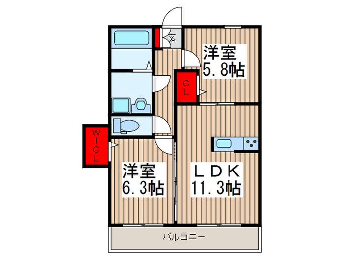 FLEX川口II イースト(2LDK/3階)の間取り写真