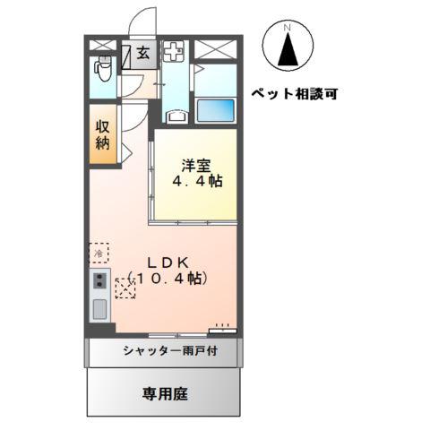 ルーエンハイム クレイン(1LDK/1階)の間取り写真
