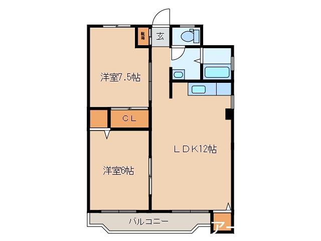 コーポヒカリ(2LDK/2階)の間取り写真