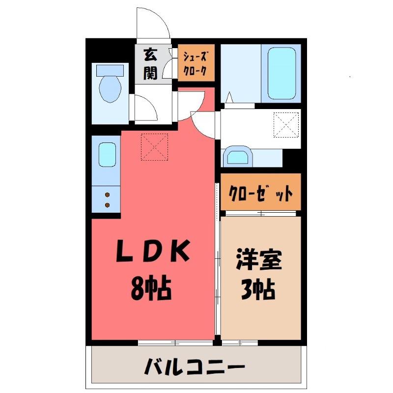 アンフルール(1LDK/2階)の間取り写真