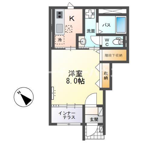 アンポワロー(1K/1階)の間取り写真