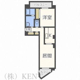 二十四軒シティハウス(1LDK/7階)の間取り写真