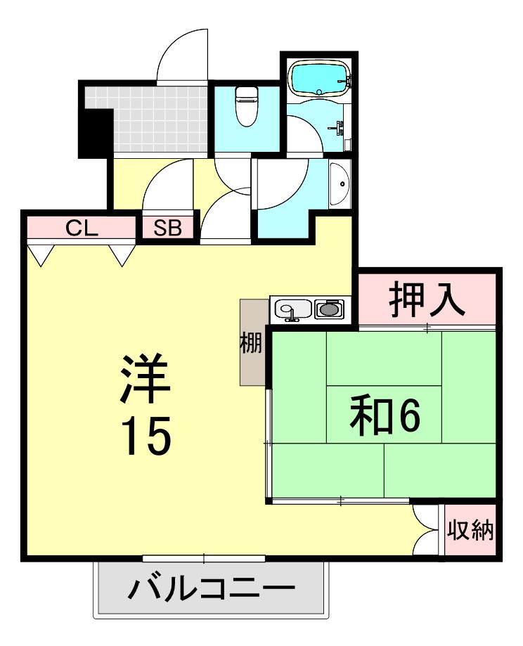 ルーア芦屋(2K/3階)の間取り写真